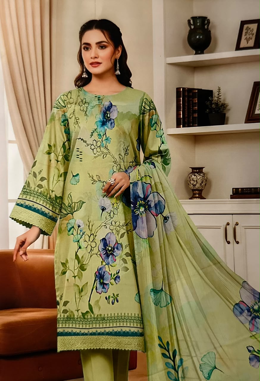 Premium Printed Lawn 3 Piece Suit