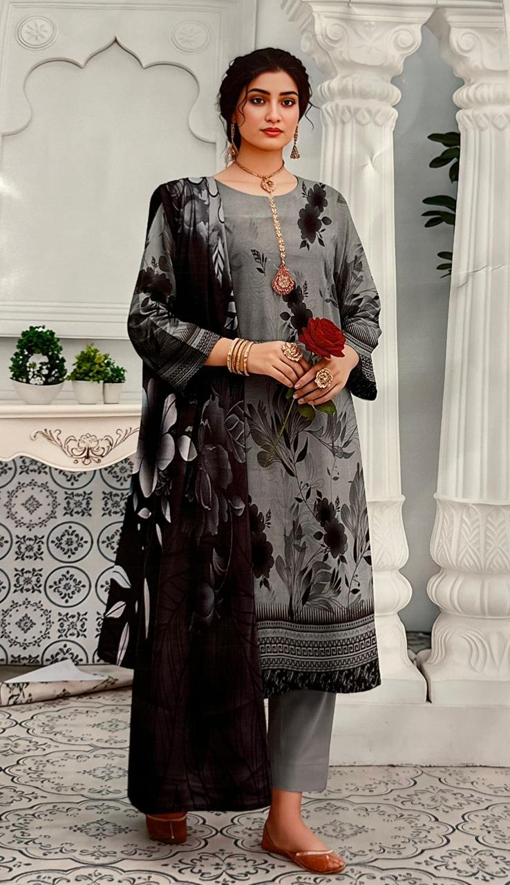 Ladies Printed Lawn 3 Piece Suit – Shirt, Trouser & Dupatta