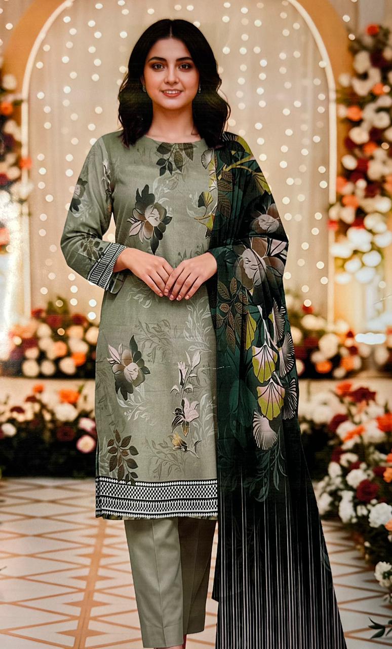 Ladies Printed Lawn 3 Piece Suit – Shirt, Trouser & Dupatta